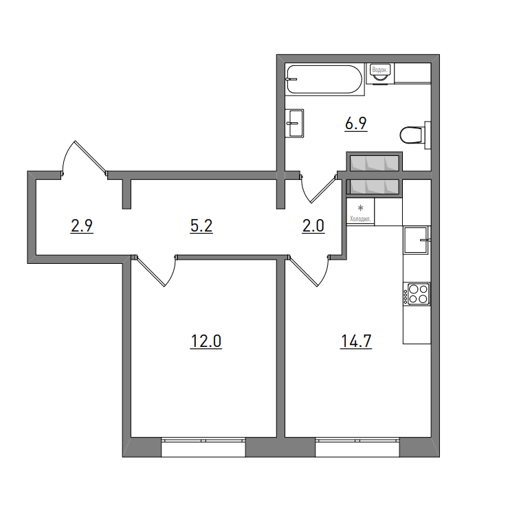 планировка квартиры 44 м2